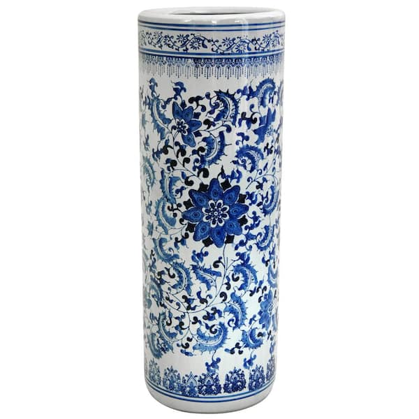 23.5 in. Porcelain Decorative Vase in Blue