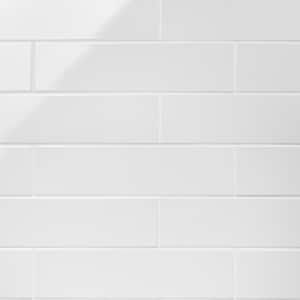 Colorwave White 4.43 in. x 17.62 in. Polished Crackled Ceramic Subway Wall Tile (10.35 Sq. Ft./Case)