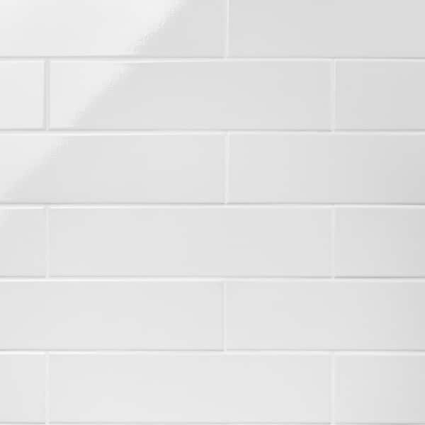 Ivy Hill Tile Colorwave White 4.43 in. x 17.62 in. Polished Crackled Ceramic Subway Wall Tile (10.35 Sq. Ft./Case)