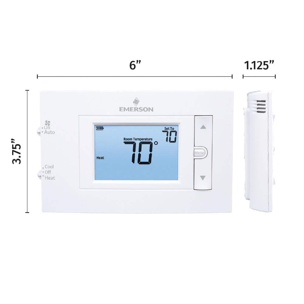 Emerson White Digital Non-Programmable Thermostat with Backlit Display