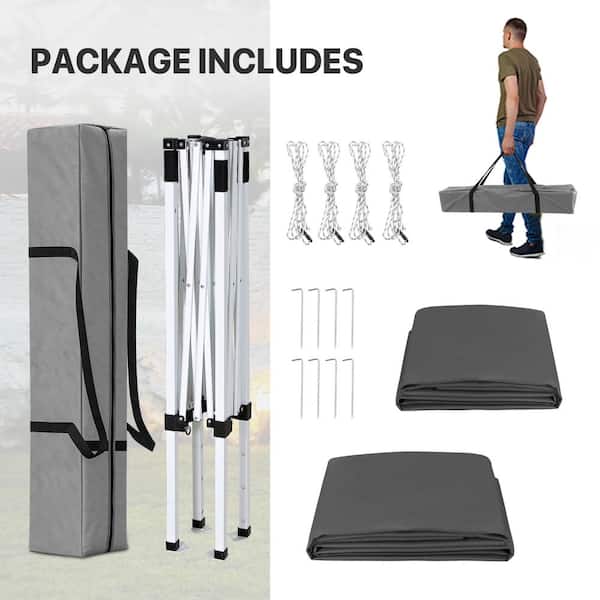 COOS BAY 5 ft. x 5 ft. Gray Pop Up Canopy Tent with Carry