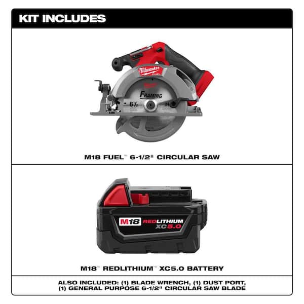 M18 FUEL 18V Lithium-Ion Brushless Cordless 6-1/2 in. Circular Saw with (1) 5.0 Ah Battery