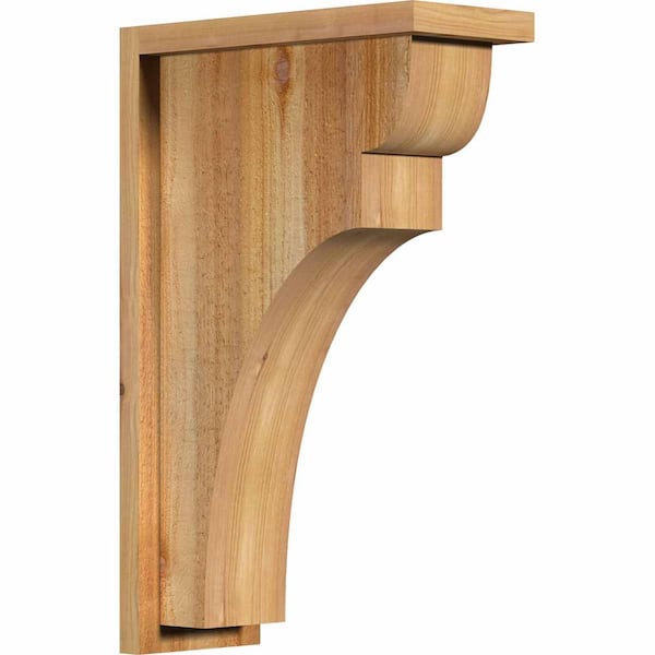 Ekena Millwork 6 in. x 14 in. x 22 in. Western Red Cedar Yorktown Rough Sawn Corbel with Backplate