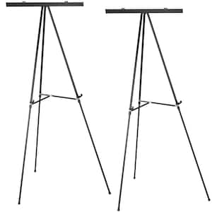 Excello 70 in. Aluminum Flip Chart Presentation Easel Stand with Telescoping Legs, Black (2-pack)