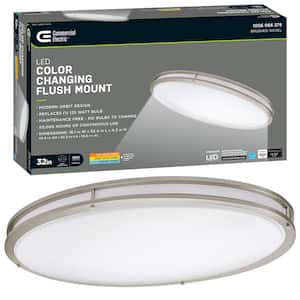 32 in. Orbit Oval Color Selectable CCT LED Flush Mount Brushed Nickel Ceiling Light 3000 Lumens Dimmable
