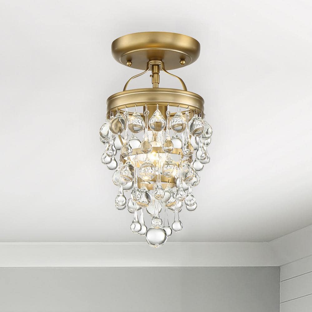 Calypso Vibrant Gold Globe Chandelier with Clear Glass Drops