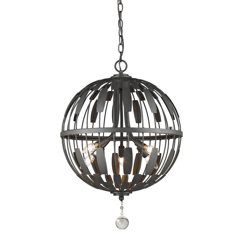 Almet 60-Watt 5-Light Bronze Cage Pendant Light with No Bulb Included