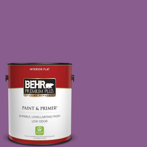 BEHR PREMIUM PLUS 1 gal. #670B-7 Candy Violet Flat Low Odor Interior Paint & Primer