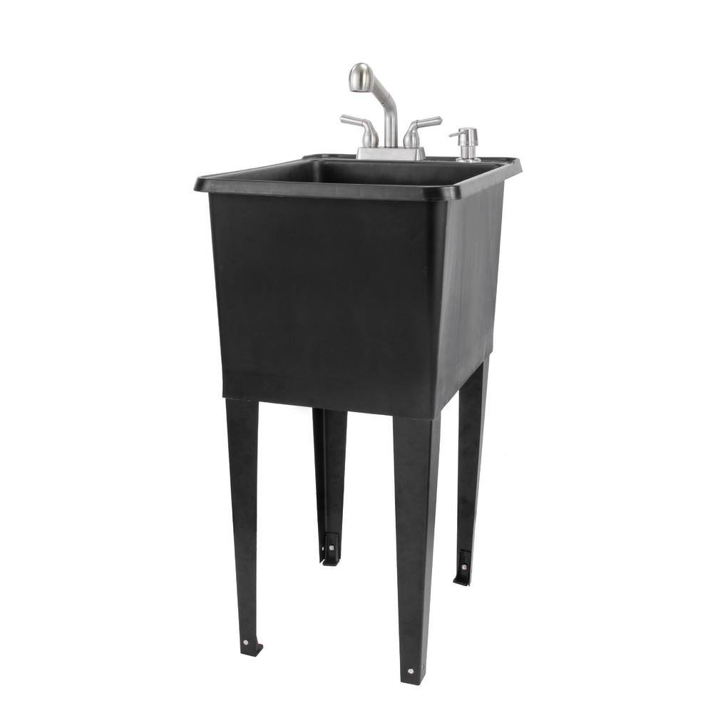 17.75 in. x 23.25 in. Thermoplastic Freestanding Space Saver Utility Sink in Black - Stainless Faucet, Soap Dispenser price history on PriceWatchPro