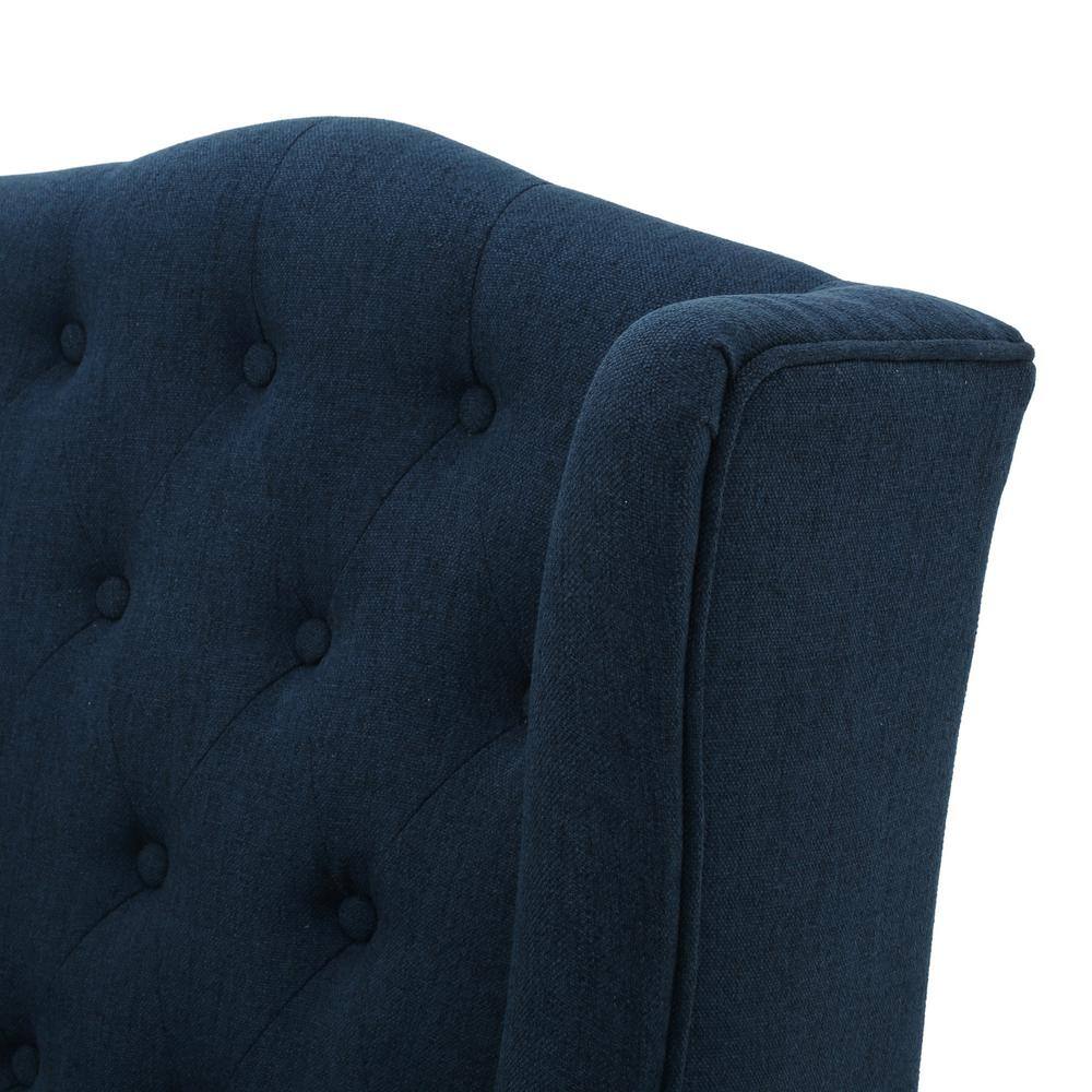 Toddman High Back Blue Tufted Accent Chair with Wood Legs