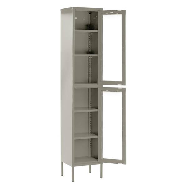 Clear Glass/Aluminum Storage Cabinet