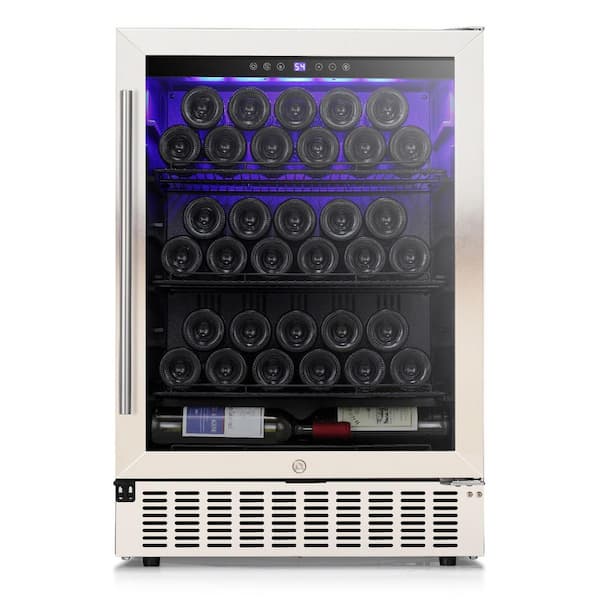 23.4 in. Single Zone 46-Bottle or 152 Can Built-in and Freestanding Beverage and Wine Cooler in Stainless Steel Silver