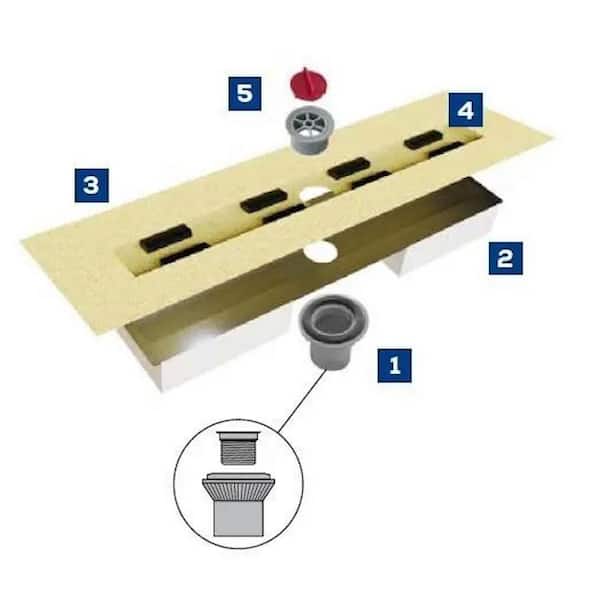 DURAL MYVARIO-LINE 2.5 in. W  x 39 in. L Base Set for Linear Shower Channel Stainless Steel/EPS for Shower Kit PVC Flange
