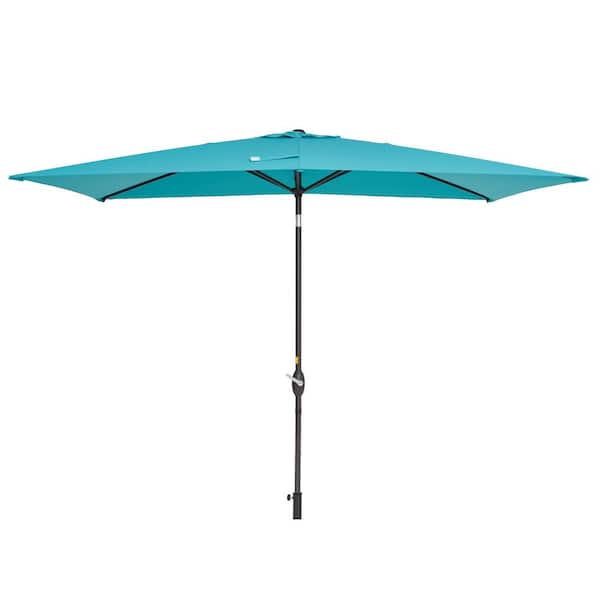 Inner Decor Seymo 10 ft. x 7 ft. Aluminum Rectangular Market Tilt Patio Umbrella in Light Blue without Base