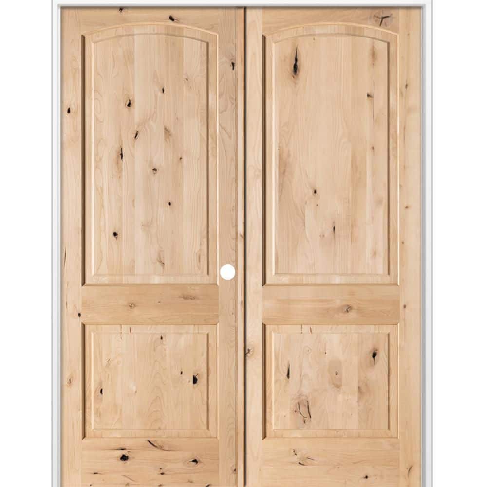 Krosswood Doors 60 in. x 96 in. Rustic 2-Panel Arch Top Left Active ...