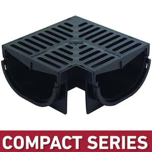 Compact Series 90 Deg. Corner for 3.2 in. D Trench and Channel Drain Systems w/Black Grate