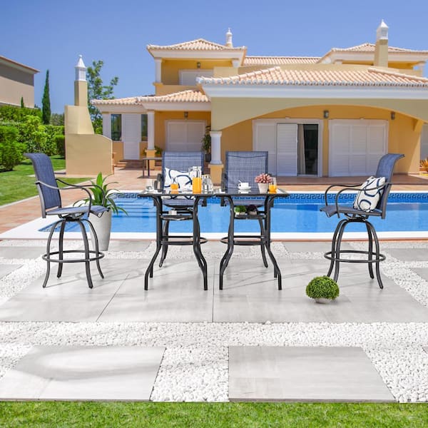 5-Piece Metal Bar Height Outdoor Dining Set