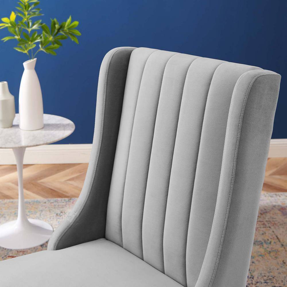 Parsons Light Gray Velvet Side Chair with Channel Tufting - Set of 2