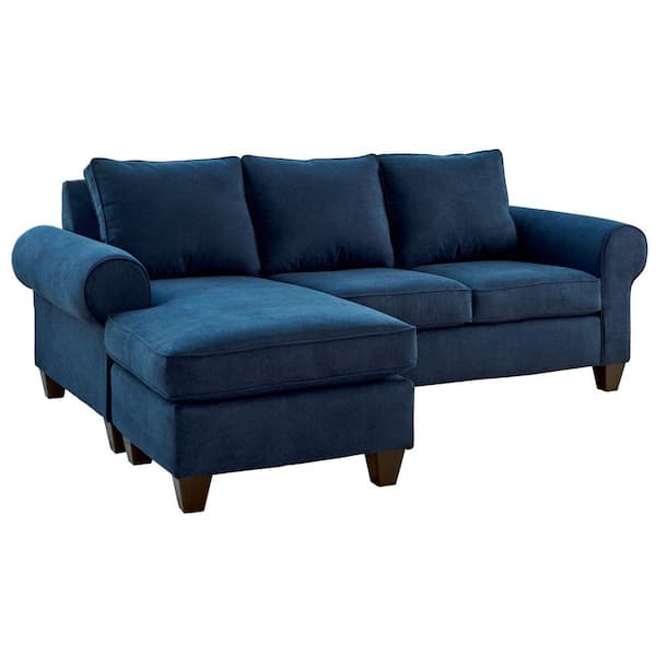 Picket House Furnishings Sole's Collection 90 in in W Rolled Arm 2 -pieces Polyester Rectangle Sectional Sofa in Navy