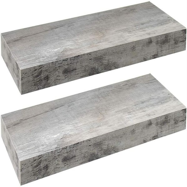 Cubilan 9.25 in. x 23.75 in. x 1.5 in. Gray Wood Decorative Wall Shelves Floating Shelves