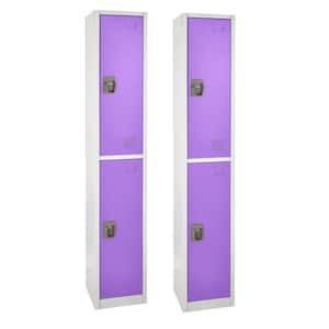 629-Series 72 in. H 2-Tier Steel Key Lock Storage Locker Free Standing Cabinets for Home, School, Gym in Purple (2-Pack)