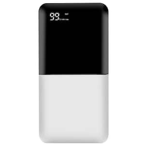20000 mAh White Portable Power Bank with Digital Display and Dual USB Charge Ports