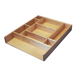 2.5 in x 15.38 in. x 19.13 in. Light Brown Customizable Drop-in Kitchen Cutlery Drawer Organizer