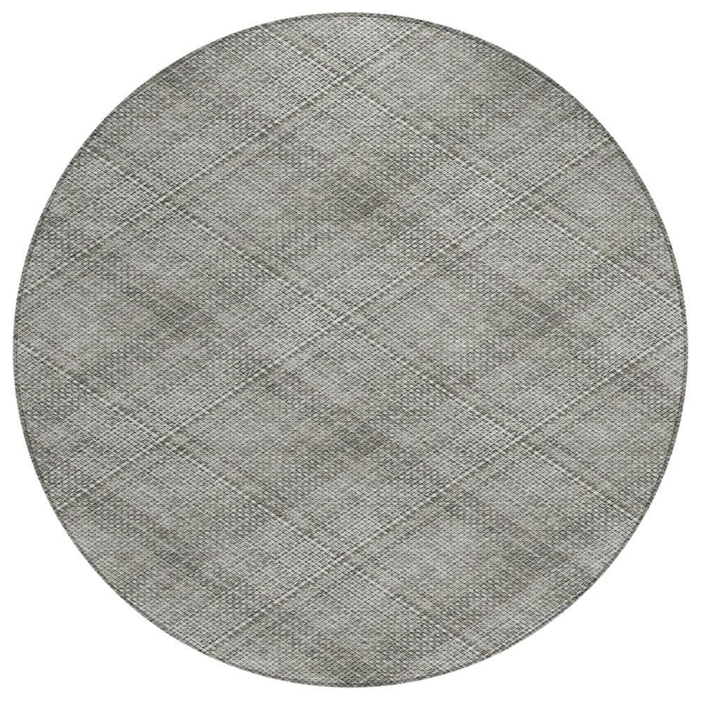 Chantille Machine Washable Indoor/Outdoor Abstract ACN2880 Silver 8 ft. x 8 ft. Round Rug price history on PriceWatchPro