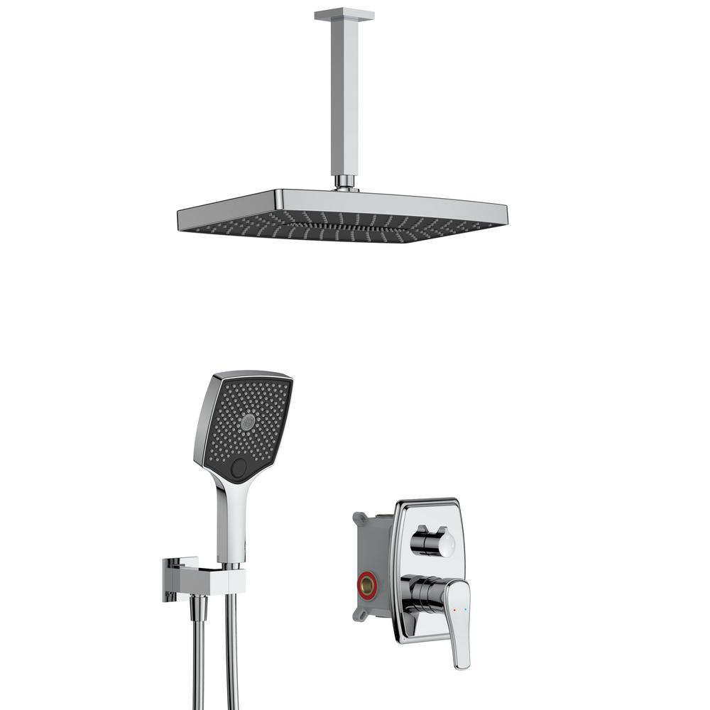 BTCSTAR 14 in. SingleHandle 3Spray Rectangle Rain Shower Head