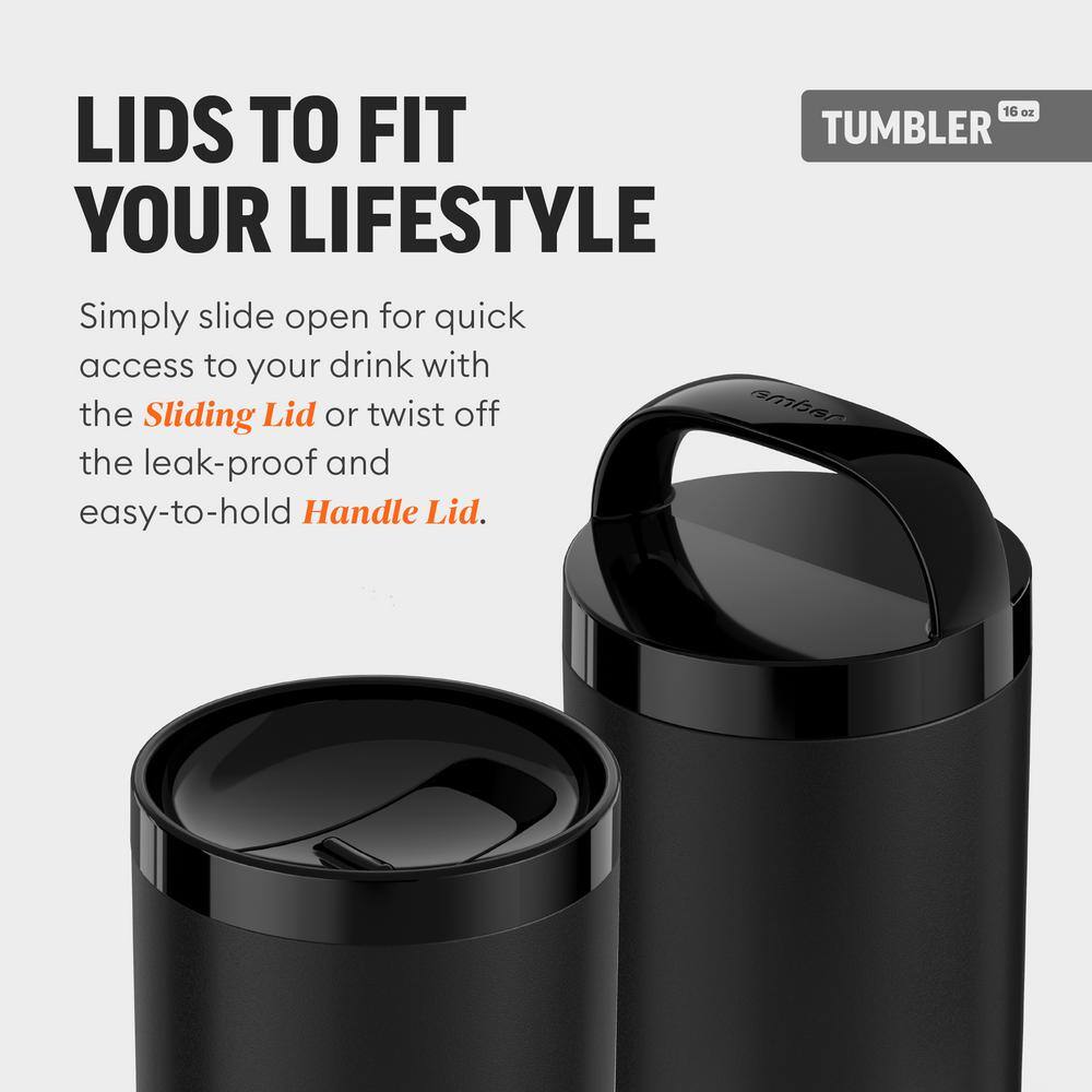 Ember 16oz Black Stainless Steel Temperature Control Travel Tumbler