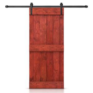 26 in. x 84 in. Mid-Bar Series Cherry Red Stained DIY Wood Interior Sliding Barn Door with Hardware Kit