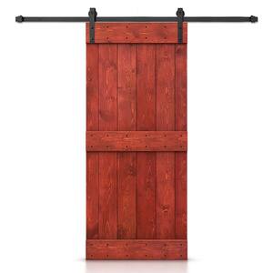 38 in. x 84 in. Mid-Bar Series Cherry Red Stained DIY Wood Interior Sliding Barn Door with Hardware Kit