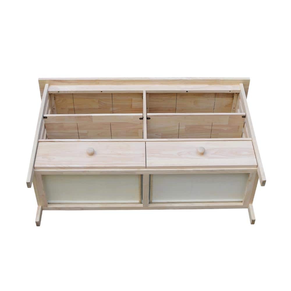 Solid Wood Classic Mission TV Stand with Cabinet - Light Brown