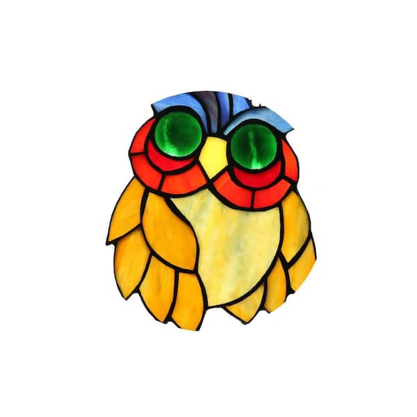 Yellow Owl Suncatcher Ornaments Stained Glass Art Glass Window