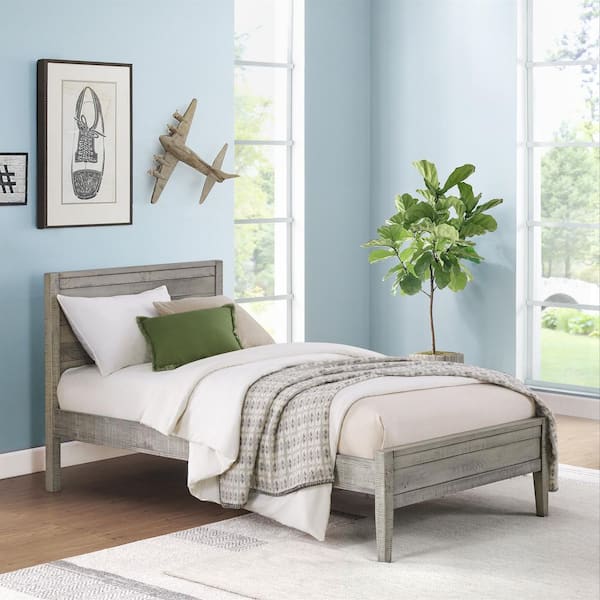 Alaterre Furniture Windsor Panel Wood Twin Bed, DriftWood Gray