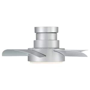 Vox 26 in. LED Indoor/Outdoor Titanium Silver 5-Blade Smart Flush Mount Ceiling Fan w/ 3000K Light Kit and Remote