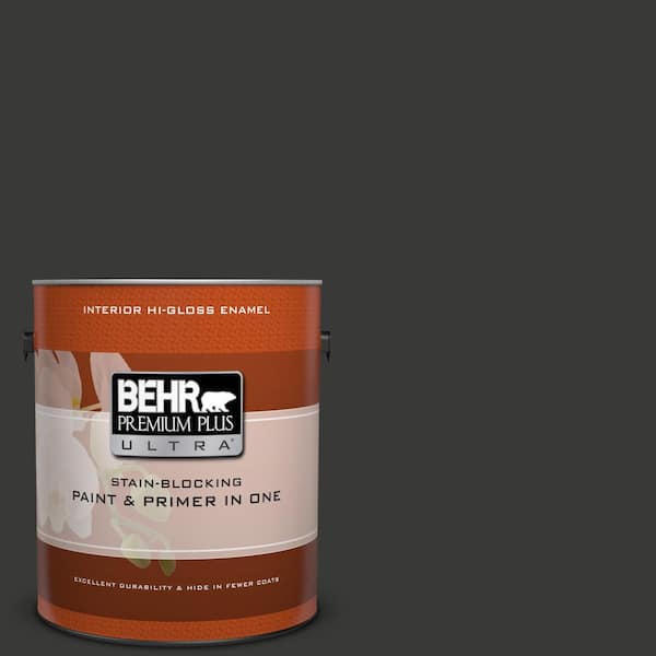 BEHR Premium Plus Ultra 1 gal. Home Decorators Collection #HDC-MD-04 Totally Black Hi-Gloss Enamel Interior Paint & Primer