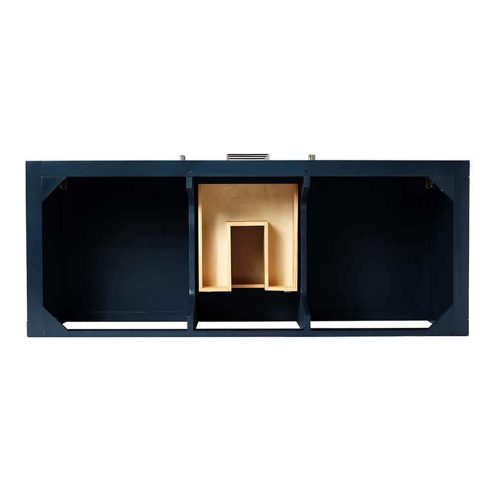 Midnight Blue Single Vanity with White Marble Top, 55"