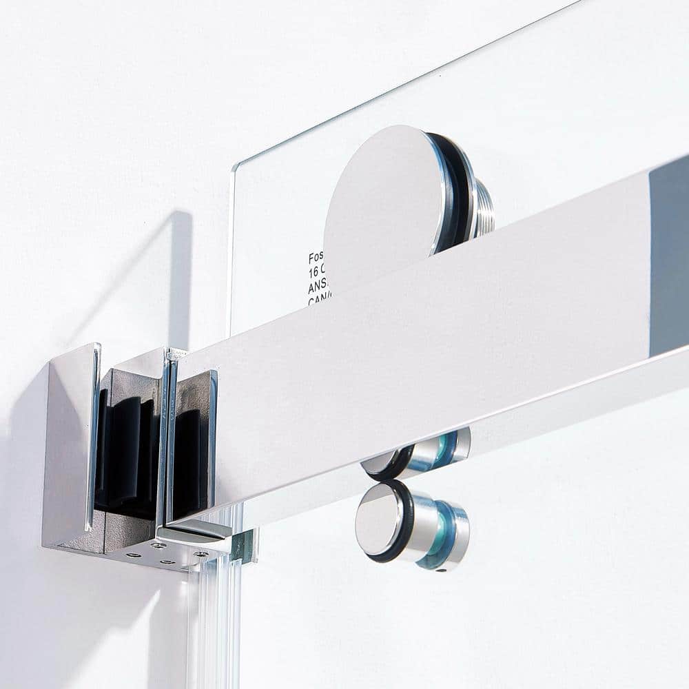 60" Frameless Chrome Glass Double Sliding Shower Door