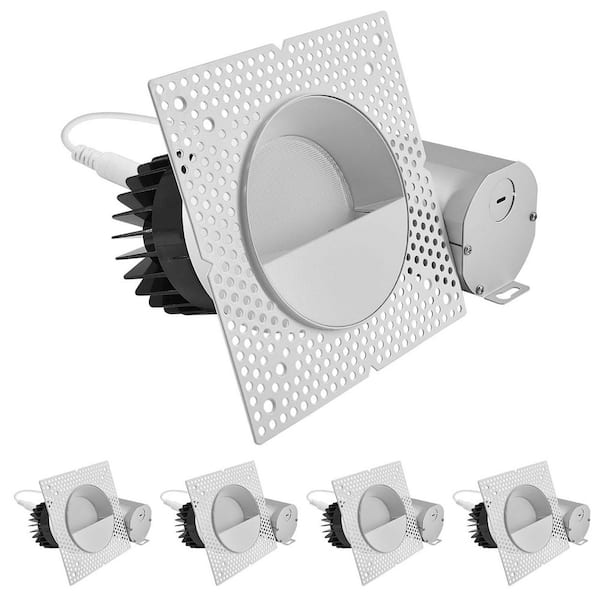 4 in. Integrated LED Trimless Recessed Light with Wall Washer Trim, 25W, 2000LM, 5CCT, 38°, Dimmable, CRI90 White 4 Pack