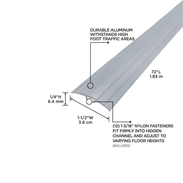 1.5 in. x 72 in. Silver MultiFloor Transitions with Hidden Fasteners