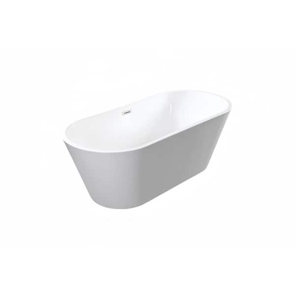Aoibox 67 in. x 31 in. Soaking Freestanding Bathtub with Center Drain in Gloss White Acrylic
