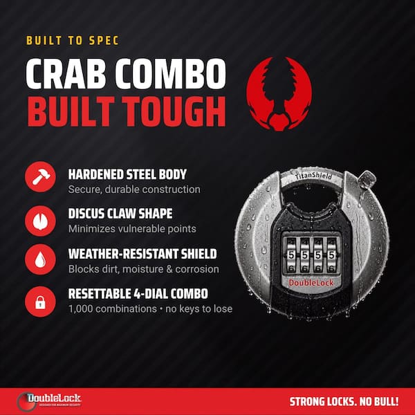 Crab Combo, 2-3/4 in. 4-Dial Combination Discus Padlock with Shroud