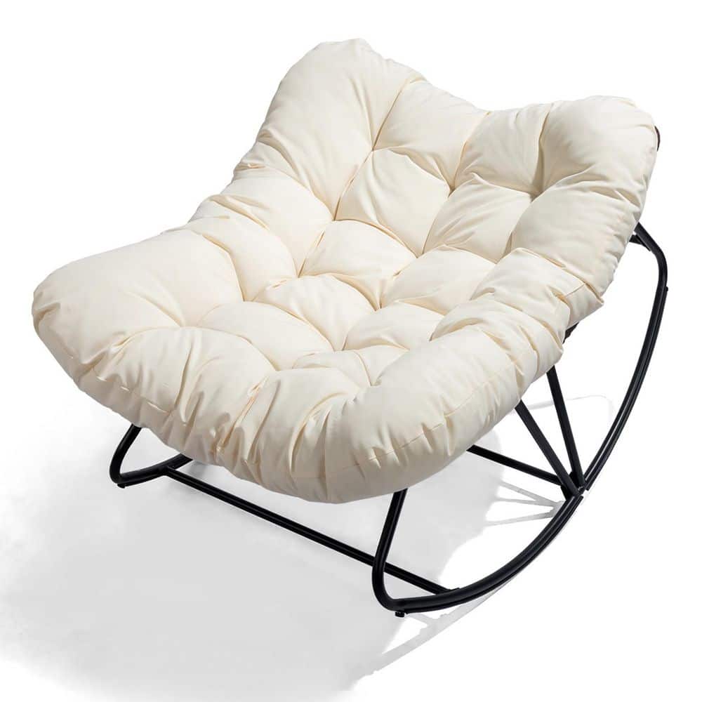 38-Inch Comfortable Papasan Metal Outdoor Rocking Chair with Cushion price history on PriceWatchPro