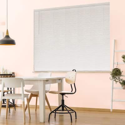 White Cordless Room Darkening 1 in. Vinyl Mini Blind for Window or Door - 34 in. W x 48 in. L