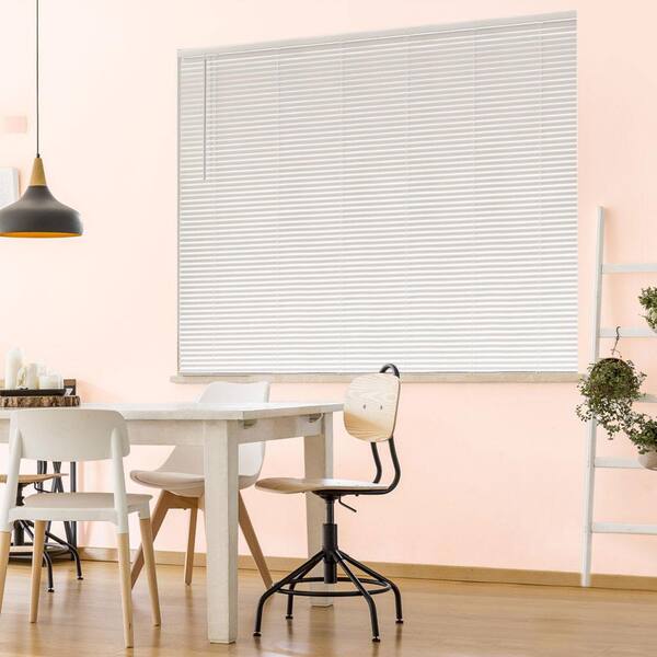 Hampton Bay White Cordless Room Darkening 1 In Vinyl Mini Blind For Window Or Door 32 W X 72 L 10793478351251 The Home Depot Vinyl Mini Blind For Window