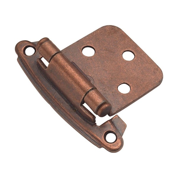 HICKORY HARDWARE 1-14/15 in. x 2-5/8 in. Antique Copper Surface Self-Closing Hinge (2-Pack)