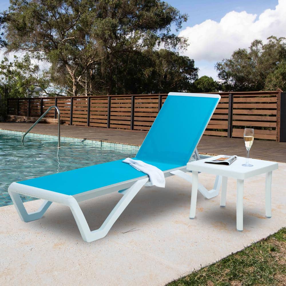 Aqua Textilence Adjustable Outdoor Chaise Lounge with Resin Legs
