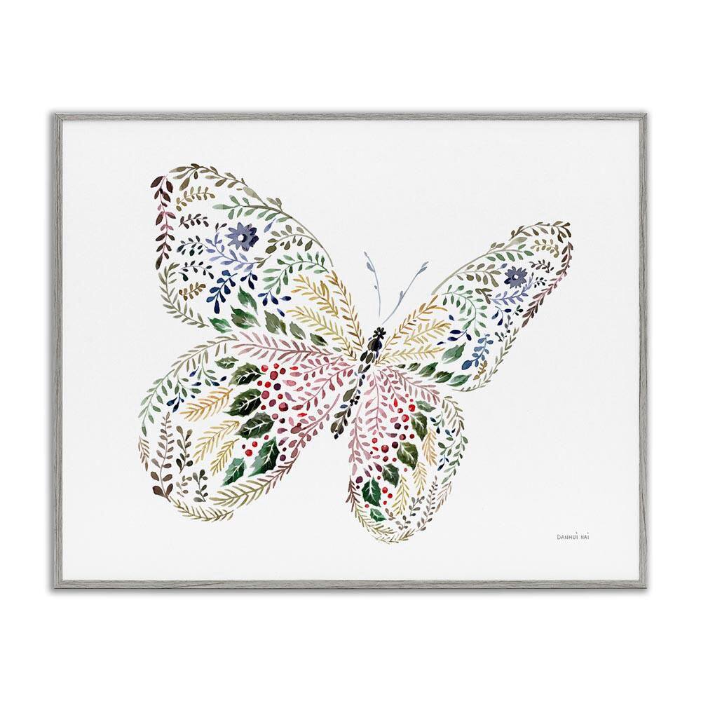 Floral Nature Butterfly by Danhui Nai Gray Framed Animal Giclee Art Print 11 in. x 14 in. price history on PriceWatchPro