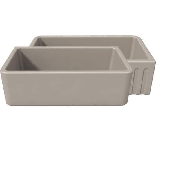 Reversible Silver Flax Apron-Front Fireclay 30 in. Single Bowl Farmhouse Kitchen Sink